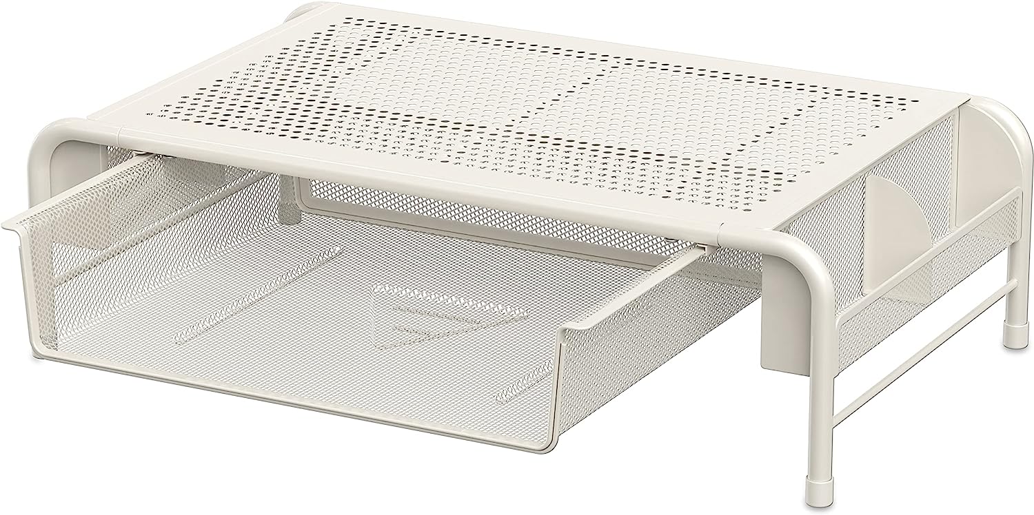 SimpleHouseware Metal Desk Monitor Stand Riser with Organizer Drawer - Image 2